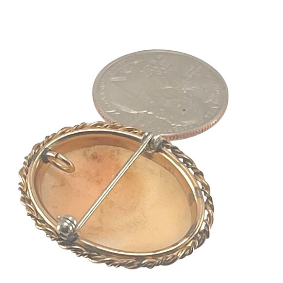 Vintage INC Gold Filled 1 1/8" Cameo Brooch With Braided Gold-Tone Frame - Picture 5 of 9